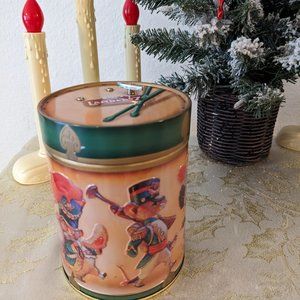 1994 Vtg. German Christmas Musical Cookie Tin Drum Shape Plays Silent Night